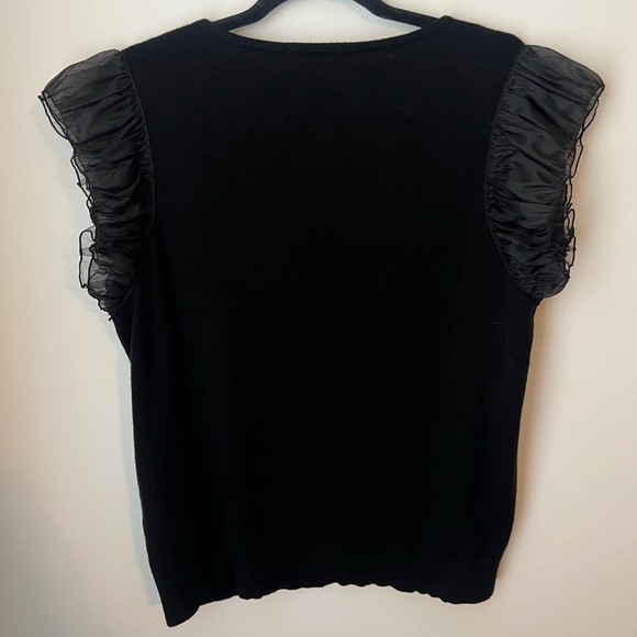 Sioni Milano Black Ruffled Tulle Sleeve Knit Top Large - Picture 10 of 11